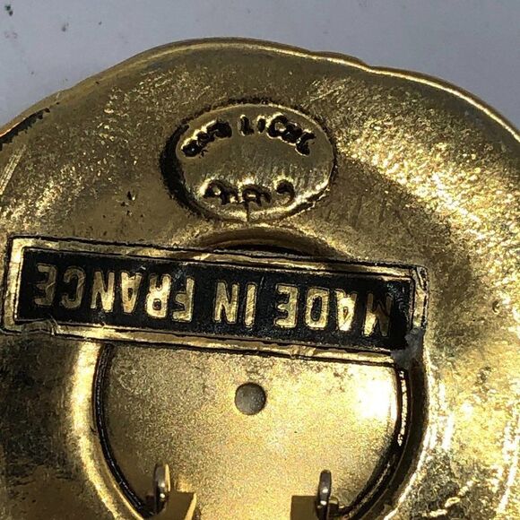 Large Chunky Gold & Silver Tone Button Earrings - Picture 6 of 8